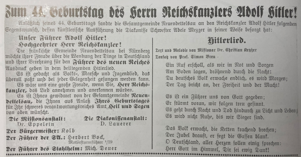 Freimund Artikel zu Hitlers Geburtstag