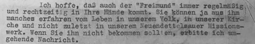 Excerpt from a letter by F. Eppelein to Georg Weger in Canoinhas, 1931